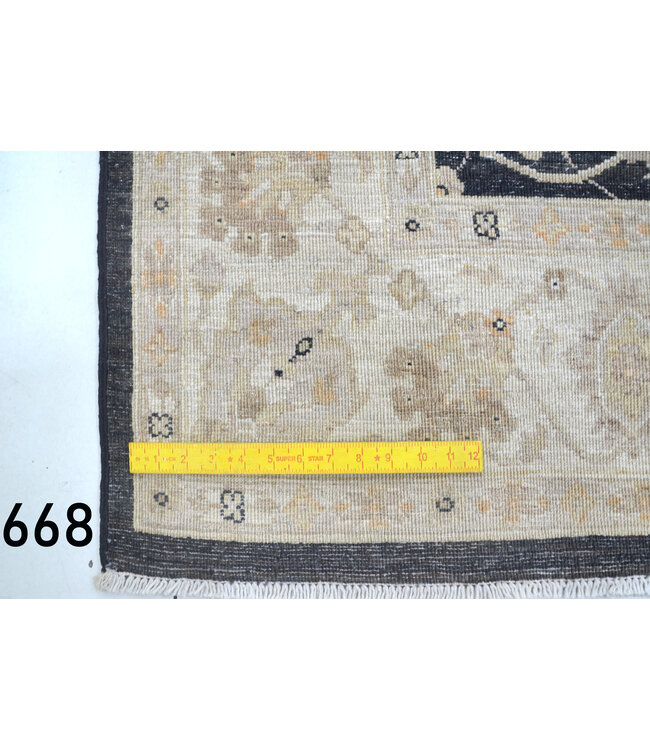 Zwart-beige Ziegler 668 – Handgeknoopt wollen vloerkleed 234 x 165 cm