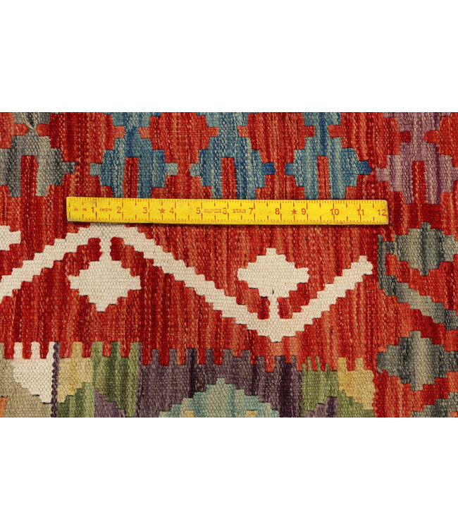 Handgeweven Afghaanse Kilim Vloerkleed – 300x204 cm – Veelkleurig Tribal Design