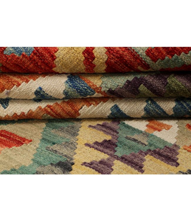 Handgewebter Afghanischer Kilim Teppich – 300x204 cm – Mehrfarbig mit Stammesmuster