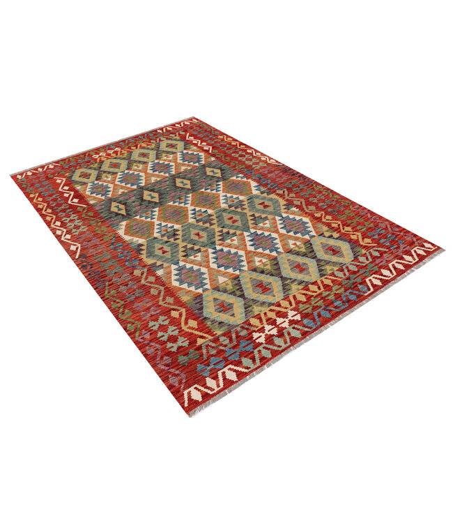 Handgewebter Afghanischer Kilim Teppich – 300x204 cm – Mehrfarbig mit Stammesmuster