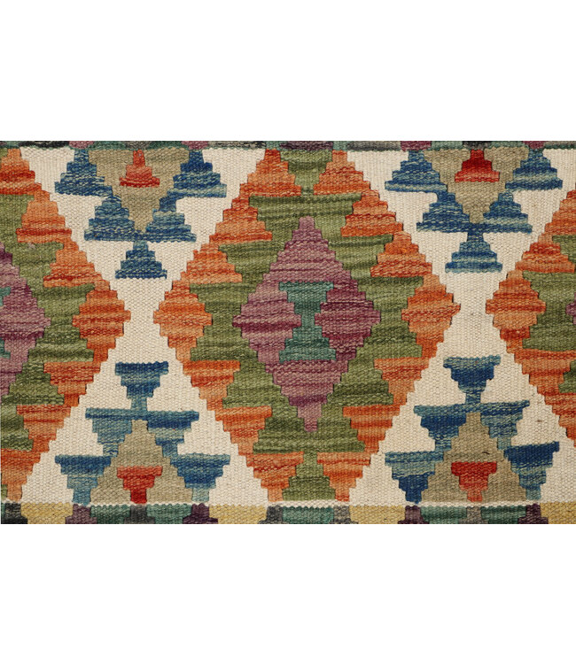 Handwoven Afghan Kilim Rug – 300x204 cm – Multicolour Tribal Design