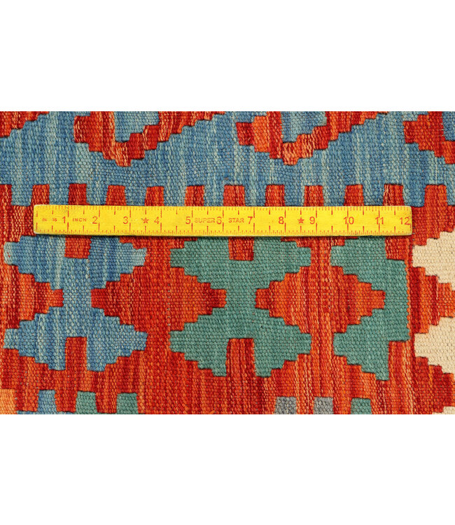 Handgewebter Afghanischer Kilim Teppich – 300x195 cm – Mehrfarbig mit Geometrischem Stammesmuster