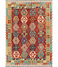 Handwoven Afghan Kilim Rug – 300x204 cm – Red Base with Hexagonal Tribal Patterns