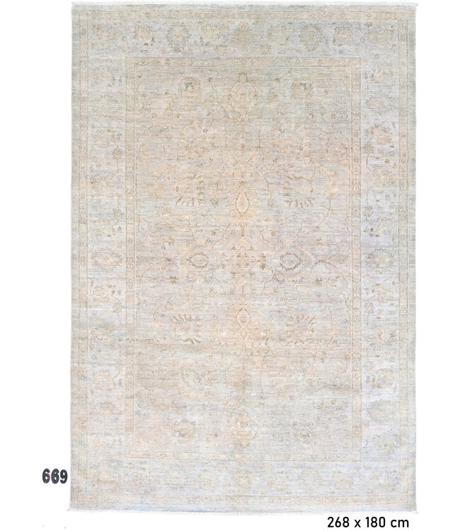 Hellbeiger Ziegler 669 – Handgeknüpfter Wollteppich 268 x 180 cm