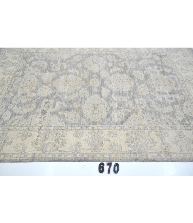 Grijs-Beige Ziegler 670 – Handgeknoopt wollen vloerkleed 236 x 173 cm
