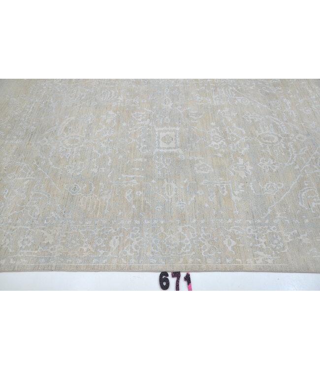 Beige Light Blue Ziegler 671 – Hand-Knotted Wool Rug 239 x 162 cm