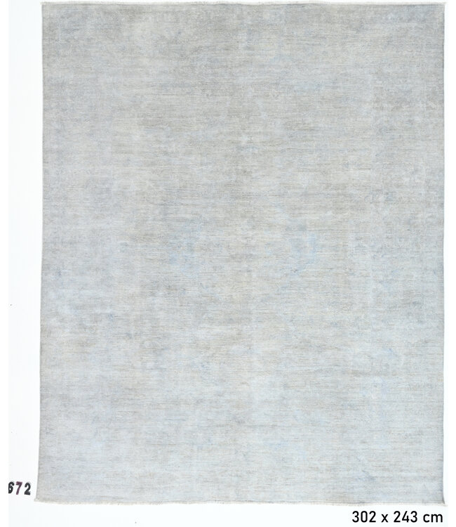 Light Grey Light Blue Modern 672 – Hand-Knotted Wool Rug 302 x 243 cm
