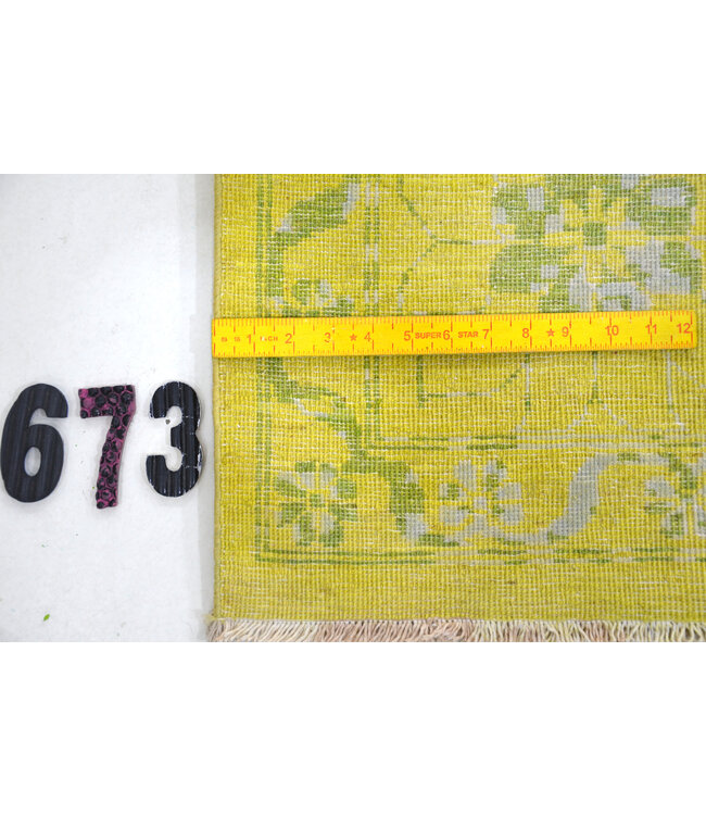 Knallgelb-grüner Kazak 297 x 238 cm – Handgeknüpfter Wollteppich