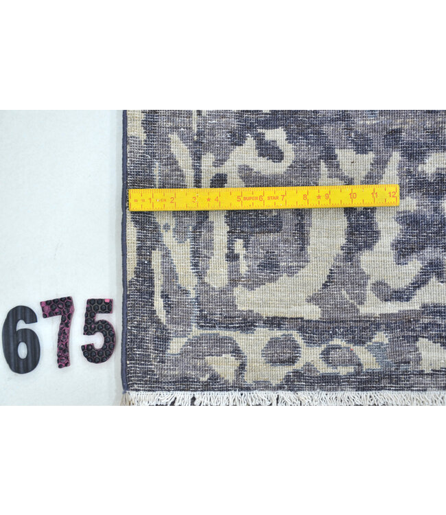 Dark Blue-Beige Vintage 289 x 196 cm – Hand-Knotted Wool Rug