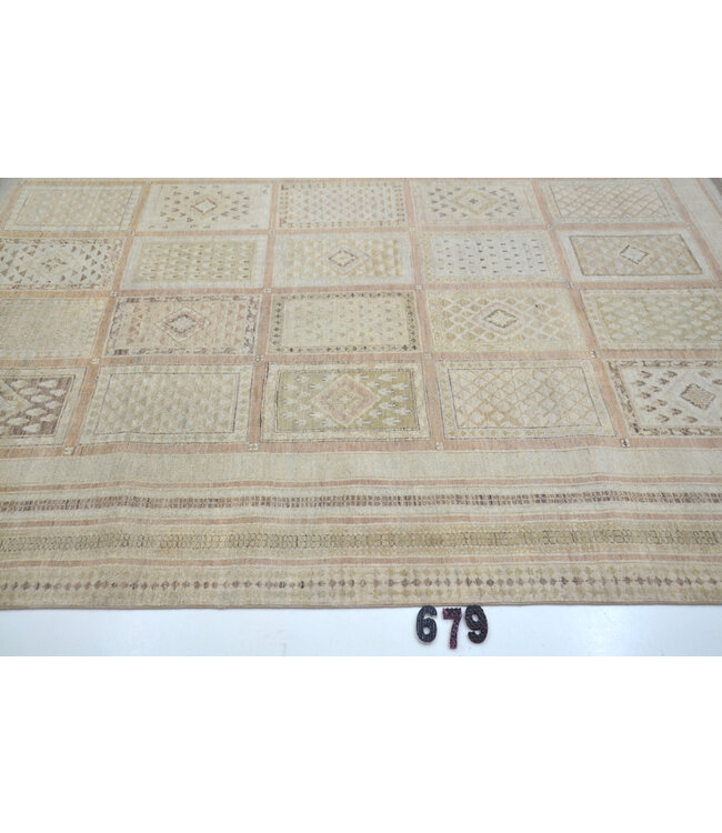 Modern Gabbeh, Beige und Braun, 293 x 197 cm – Handgeknüpfter Wollteppich mit Geometrischem Muster