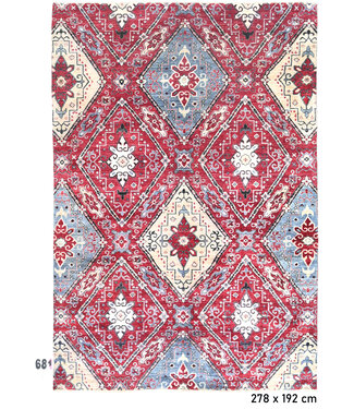 Kazak, Rot und Blau, 278 x 192 cm – Handgeknüpfter Wollteppich mit Geometrischem Muster Kazak, Rot und Blau, 278 x 192 cm – Handgeknüpfter Wollteppich mit Geometrischem Muster
