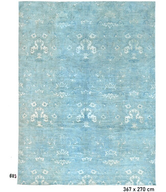 Vintage, Blau und Weiß, 367 x 270 cm – Handgeknüpfter Wollteppich mit Klassischem Muster Vintage, Blau und Weiß, 367 x 270 cm – Handgeknüpfter Wollteppich mit Klassischem Muster