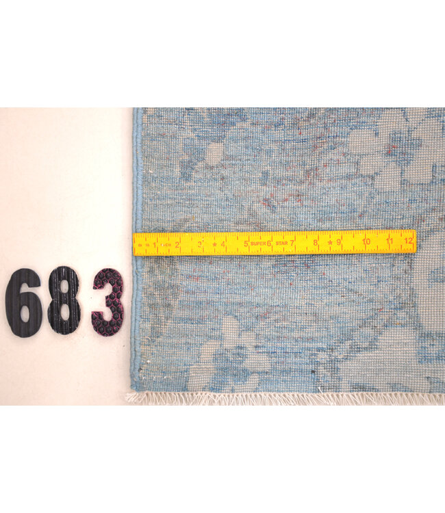 Vintage, Blauw en Wit, 367 x 270 cm – Handgeknoopt Wol Tapijt met Klassiek Patroon