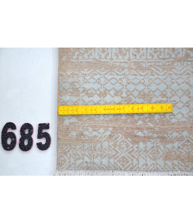 Modern, Beige en Wit, 299 x 239 cm – Handgeknoopt Wol Tapijt met Abstract Patroon