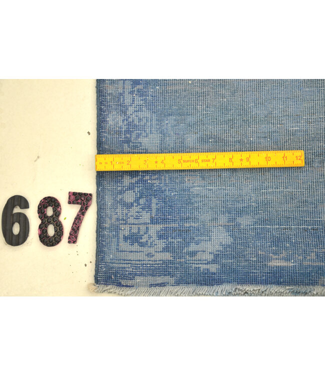 Vintage, Blauw en Lichtblauw, 295 x 241 cm – Handgeknoopt Wol Tapijt met Florale Motieven