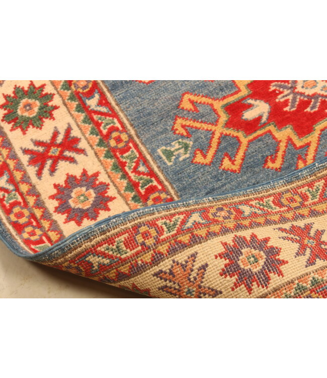 154x100cm Hand-Knotted Wool Kazak Rug – Authentic Oriental Carpet, Traditional Tribal Design, High-Quality Handmade Wool Rug