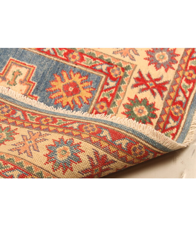 154x100cm Handgeknoopte Wol Kazak Tapijt – Authentiek Oosters Vloerkleed, Traditioneel Tribaal Design, Hoogwaardige Handgemaakte Wol Tapijt