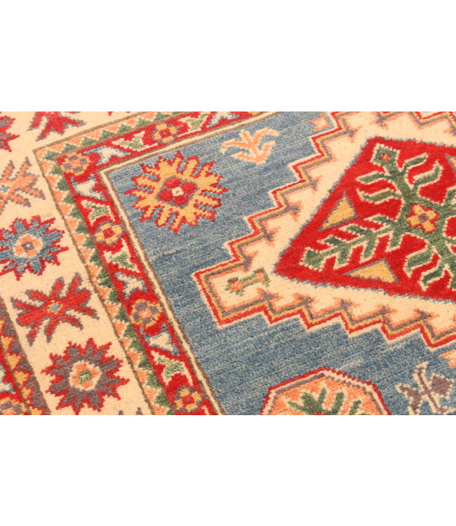 154x100cm Handgeknüpfter Woll Kazak Teppich – Authentischer Orientalischer Teppich, Traditionelles Tribal Design, Hochwertiger Handgefertigter Wollteppich
