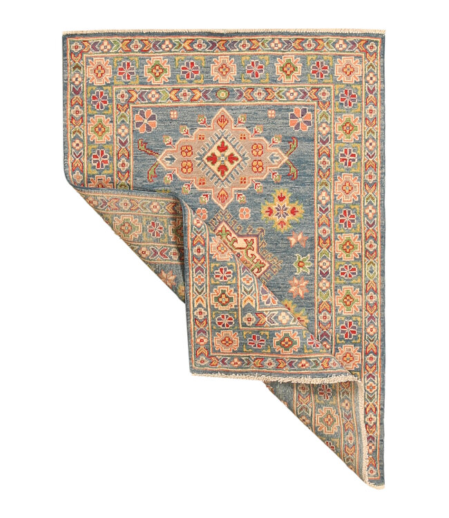 147x102cm Hand-Knotted Wool Kazak Rug – Authentic Oriental Carpet, Traditional Tribal Design, High-Quality Handmade Wool Rug