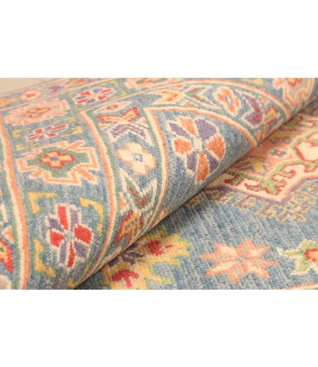 147x102cm Hand-Knotted Wool Kazak Rug – Authentic Oriental Carpet, Traditional Tribal Design, High-Quality Handmade Wool Rug