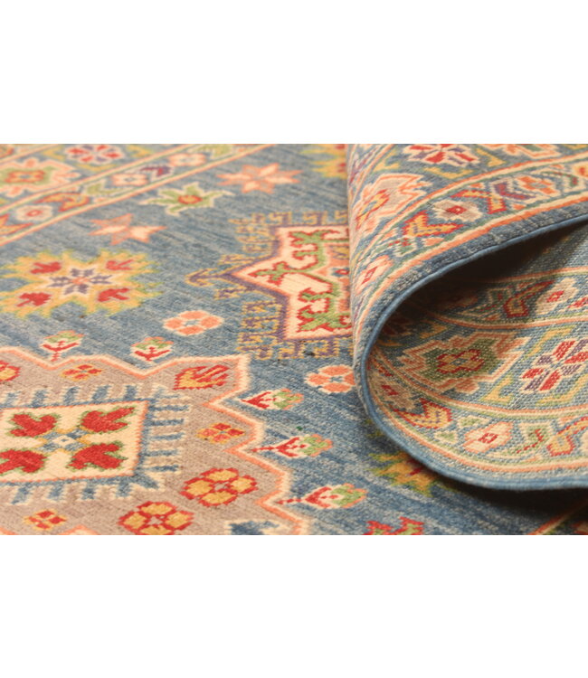 147x102cm Hand-Knotted Wool Kazak Rug – Authentic Oriental Carpet, Traditional Tribal Design, High-Quality Handmade Wool Rug