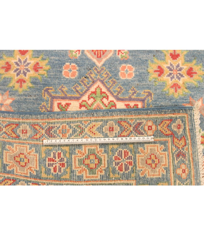 147x102cm Handgeknüpfter Woll Kazak Teppich – Authentischer Orientalischer Teppich, Traditionelles Tribal Design, Hochwertiger Handgefertigter Wollteppich