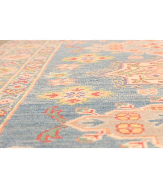 147x102cm Handgeknüpfter Woll Kazak Teppich – Authentischer Orientalischer Teppich, Traditionelles Tribal Design, Hochwertiger Handgefertigter Wollteppich