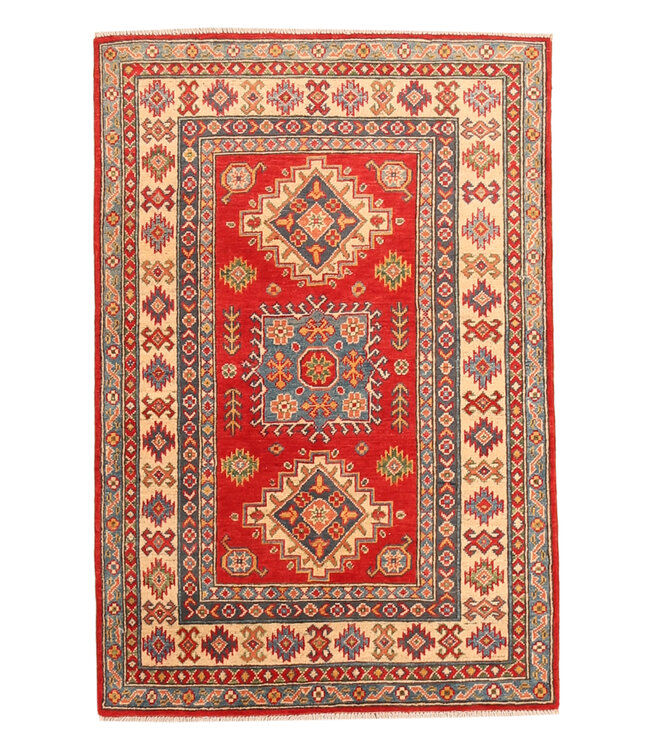 152x101cm Handgeknüpfter Woll Kazak Teppich – Authentischer Orientalischer Teppich, Traditionelles Tribal Design, Hochwertiger Handgefertigter Wollteppich