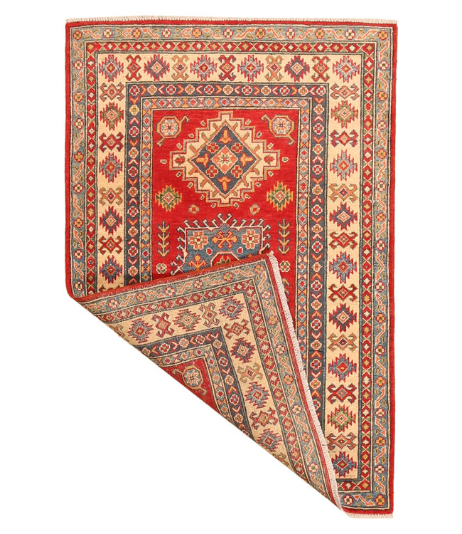 152x101cm Hand-Knotted Wool Kazak Rug – Authentic Oriental Carpet, Traditional Tribal Design, High-Quality Handmade Wool Rug
