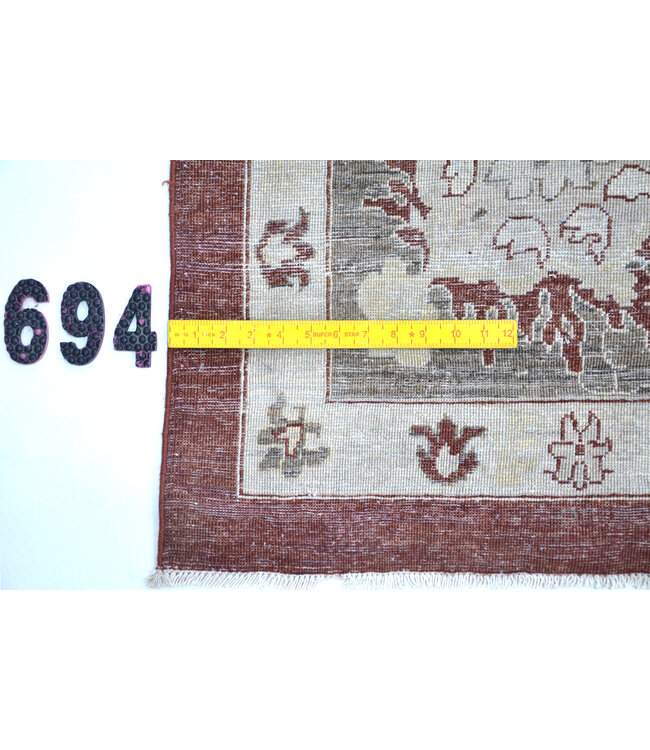 Antique Red Hand-Knotted Wool Rug, 371 x 262 cm, Floral Motif