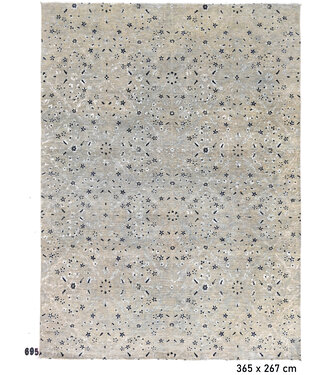 Gabbeh Beige Handgeknüpfter Wollteppich, 365 x 267 cm, Blumenmuster