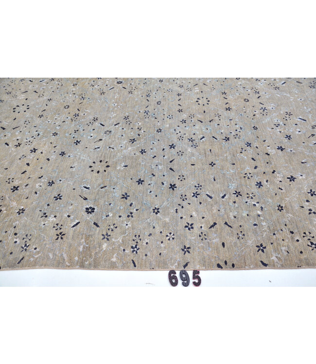 Gabbeh Beige Wollen Handgeknopen Tapijt, 365 x 267 cm, Bloemenmotief