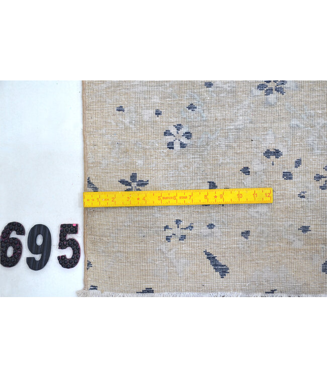 Gabbeh Beige Hand-Knotted Wool Rug, 365 x 267 cm, Floral Pattern