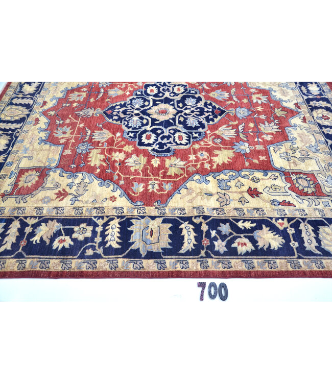 Antique Red Hand-Knotted Wool Rug, 245 x 236 cm, Kazak Floral Pattern