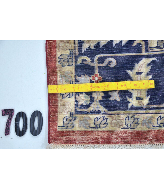 Antique Red Hand-Knotted Wool Rug, 245 x 236 cm, Kazak Floral Pattern