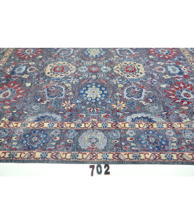Vintage Blue Hand-Knotted Wool Rug, 305 x 242 cm, Ziegler Floral Pattern