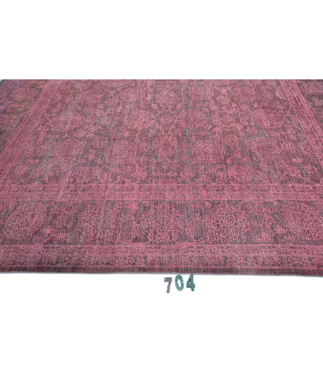 Vintage Rosa Handgeknüpfter Wollteppich, 301 x 248 cm, Kazak Blumenmuster