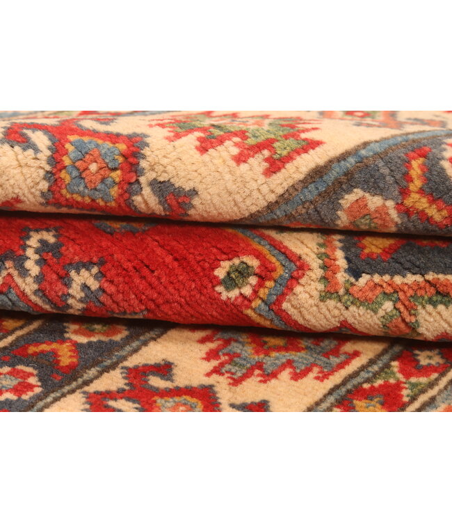 152x101cm Handgeknoopte Wol Kazak Tapijt – Authentiek Oosters Vloerkleed, Traditioneel Tribaal Design, Hoogwaardige Handgemaakte Wol Tapijt