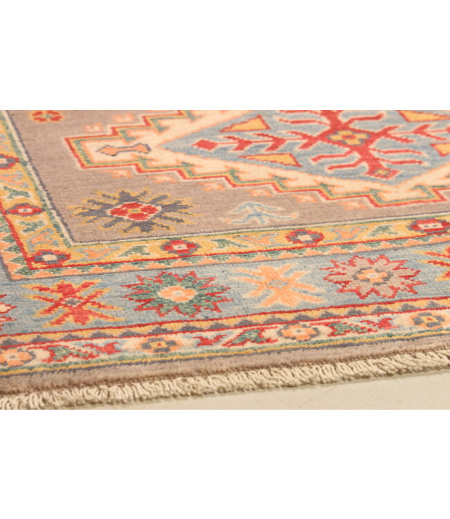 140x100cm Hand-Knotted Wool Kazak Rug – Authentic Oriental Carpet, Traditional Tribal Design, High-Quality Handmade Wool Rug