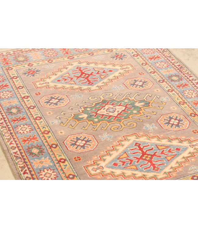 140x100cm Hand-Knotted Wool Kazak Rug – Authentic Oriental Carpet, Traditional Tribal Design, High-Quality Handmade Wool Rug