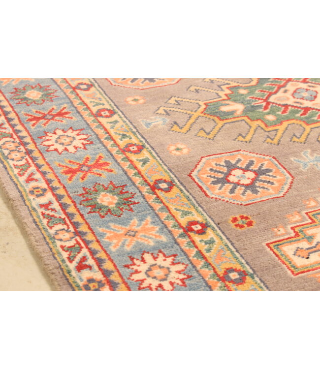 140x100cm Handgeknüpfter Woll Kazak Teppich – Authentischer Orientalischer Teppich, Traditionelles Tribal Design, Hochwertiger Handgefertigter Wollteppich