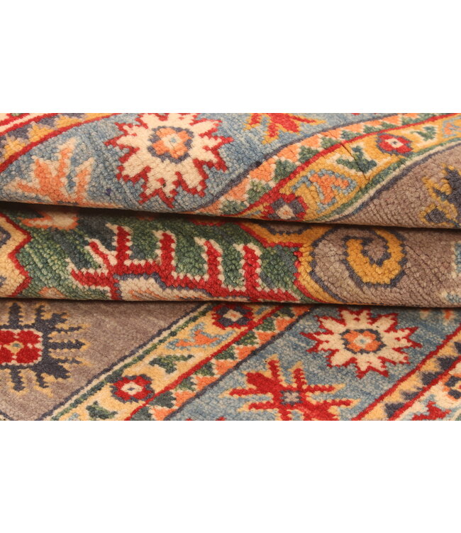 140x100cm Handgeknüpfter Woll Kazak Teppich – Authentischer Orientalischer Teppich, Traditionelles Tribal Design, Hochwertiger Handgefertigter Wollteppich