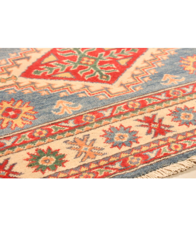 147x100cm Handgeknoopte Wol Kazak Tapijt – Authentiek Oosters Vloerkleed, Traditioneel Tribaal Design, Hoogwaardige Handgemaakte Wol Tapijt
