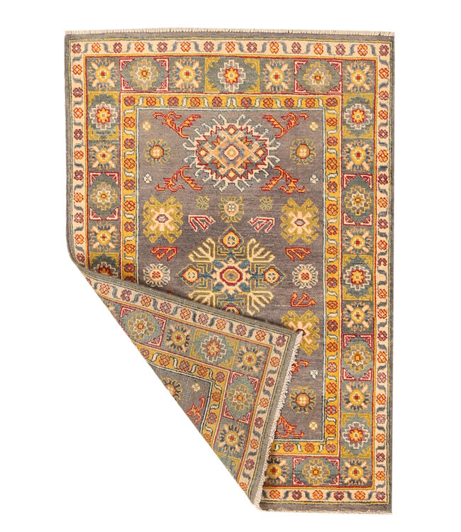 150x101cm Handgeknüpfter Woll Kazak Teppich – Authentischer Orientalischer Teppich, Traditionelles Tribal Design, Hochwertiger Handgefertigter Wollteppich