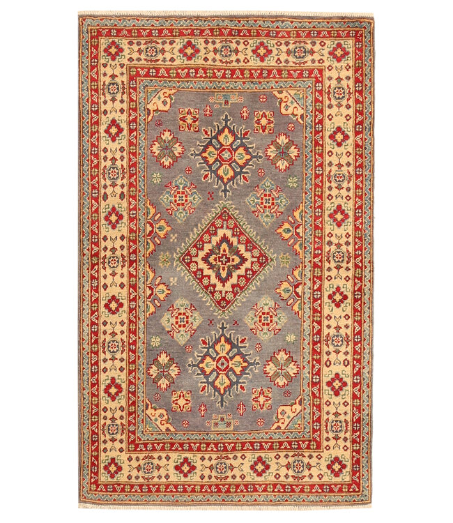 164x99cm Handgeknüpfter Woll Kazak Teppich – Authentischer Orientalischer Teppich, Traditionelles Tribal Design, Hochwertiger Handgefertigter Wollteppich