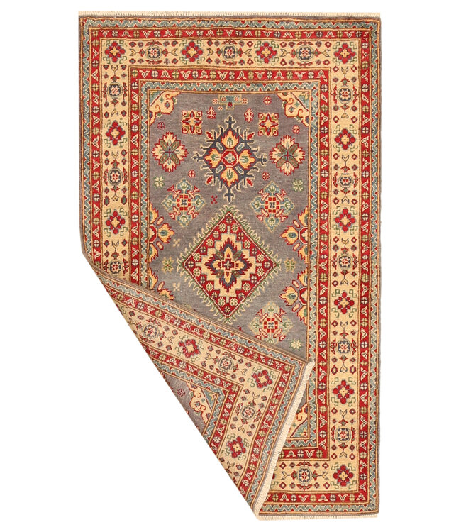 164x99cm Handgeknoopte Wol Kazak Tapijt – Authentiek Oosters Vloerkleed, Traditioneel Tribaal Design, Hoogwaardige Handgemaakte Wol Tapijt