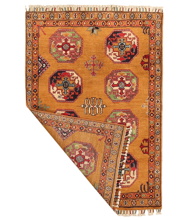 141x97cm Hand-Knotted Wool Kazak Rug – Authentic Oriental Carpet, Traditional Tribal Design, High-Quality Handmade Wool Rug