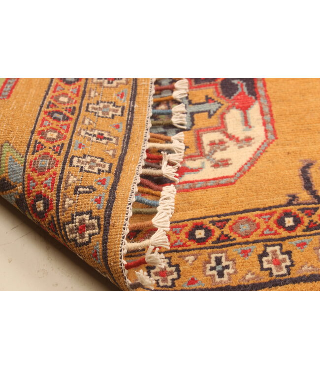 141x97cm Handgeknüpfter Woll Kazak Teppich – Authentischer Orientalischer Teppich, Traditionelles Tribal Design, Hochwertiger Handgefertigter Wollteppich