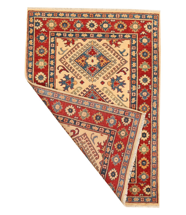 148x101cm Handgeknoopte Wol Kazak Tapijt – Authentiek Oosters Vloerkleed, Traditioneel Tribaal Design, Hoogwaardige Handgemaakte Wol Tapijt