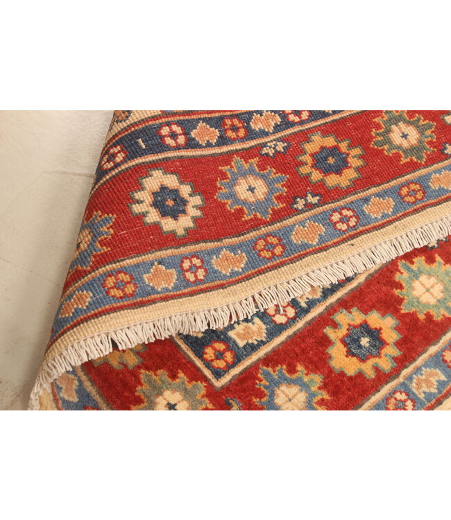 148x101cm Hand-Knotted Wool Kazak Rug – Authentic Oriental Carpet, Traditional Tribal Design, High-Quality Handmade Wool Rug